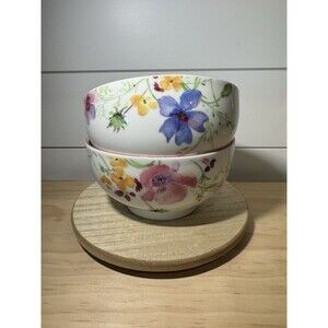 Villeroy & Boch “Mariefleur Gris” 2 Bowls Porcelain Germany Cottagecore Floral